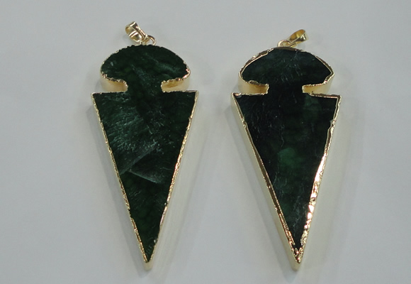 NGP1573 30*65mm arrowhead agate gemstone pendants