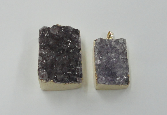 NGP1670 25*35mm - 30*45mm rectangle druzy amethyst pendants