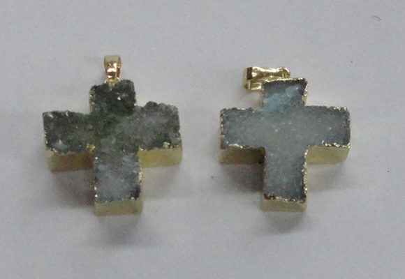 NGP1681 25*26mm - 27*28mm cross druzy agate pendants wholesale