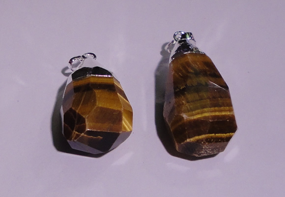 NGP1698 15*30mm - 18*35mm faceted nuggets yellow tiger eye pendants