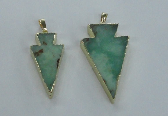 NGP1704 18*38mm - 27*47mm arrowhead australia chrysoprase pendants