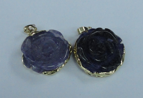 NGP1709 28*30mm - 30*32mm carved flower agate gemstone pendants