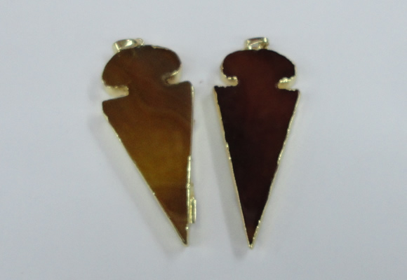 NGP1722 30*65mm arrowhead agate gemstone pendants wholesale