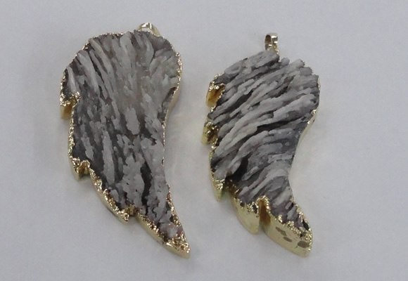 NGP1744 28*55mm - 30*65mm carved leaf druzy agate pendants