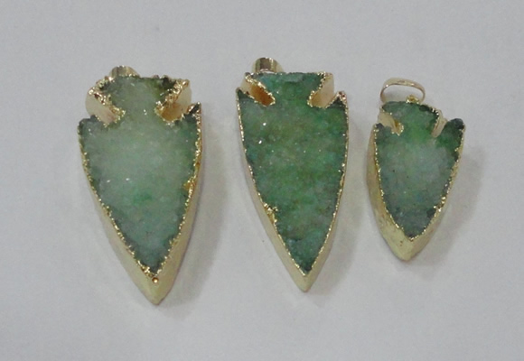NGP1748 20*30mm - 25*50mm arrowhead druzy agate gemstone pendants
