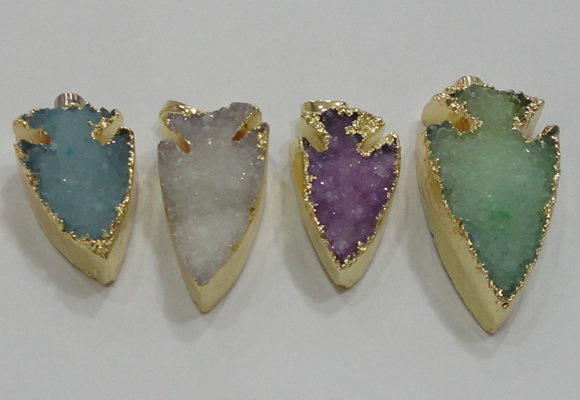NGP1752 20*30mm - 25*50mm arrowhead druzy agate gemstone pendants
