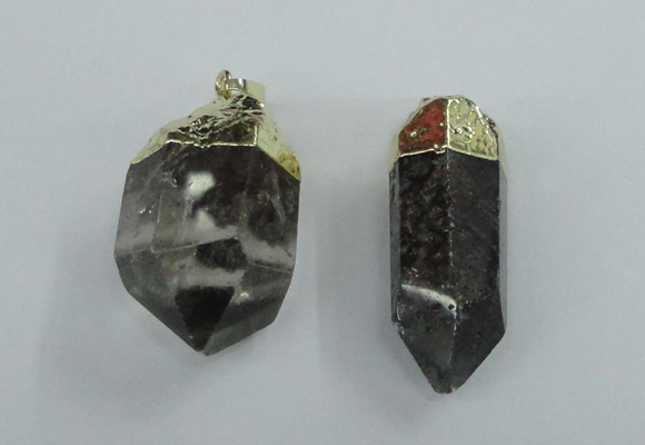 NGP1766 15*35mm - 25*40mm faceted nuggets green phantom quartz pendants