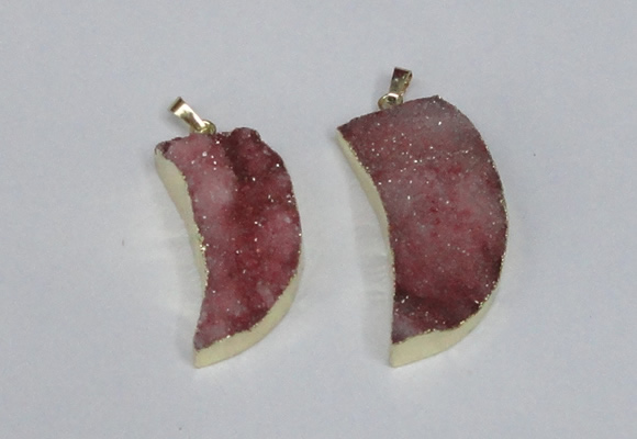 NGP1783 15*35mm - 20*45mm oxhorn druzy agate gemstone pendants