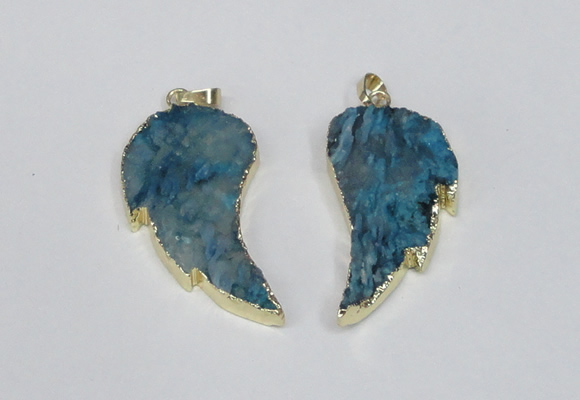 NGP1788 20*40mm - 25*45mm wing-shaped druzy agate pendants