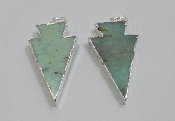 NGP1830 25*45mm arrowhead australia chrysoprase pendants