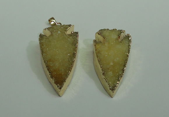 NGP1872 20*30mm - 25*50mm arrowhead druzy agate gemstone pendants