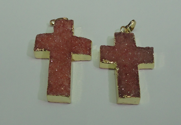 NGP1876 30*45mm - 32*50mm cross druzy agate gemstone pendants