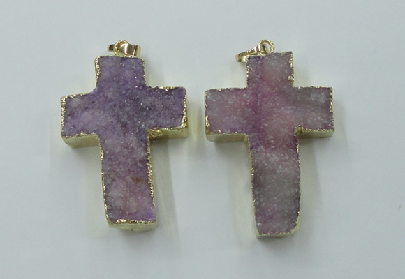 NGP1878 30*45mm - 32*50mm cross druzy agate gemstone pendants