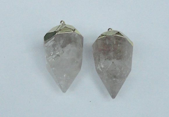 NGP1936 18*35mm - 20*40mm faceted nuggets white crystal pendants
