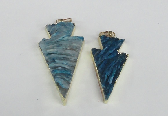 NGP1942 20*38mm - 25*45mm arrowhead druzy agate gemstone pendants