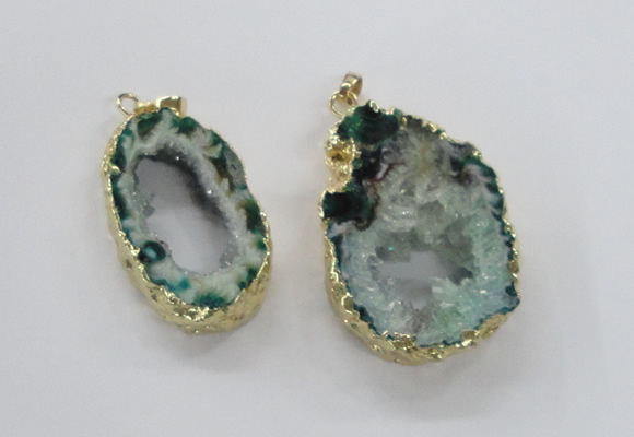 NGP1972 25*40mm - 30*50mm freeform druzy agate gemstone pendants