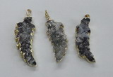 NGP1988 15*40mm - 20*50mm wing-shaped druzy agate pendants