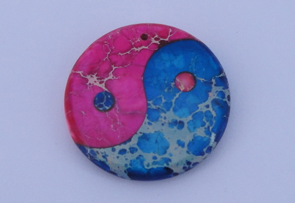 NGP204 6*40mm coin dyed imperial jasper gemstone pendant jewelry