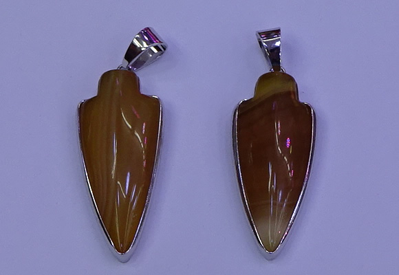 NGP2058 15*40mm - 18*45mm arrowhead striped agate pendants