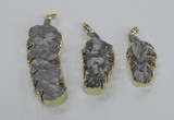 NGP2108 20*40mm - 25*65mm feather-shaped druzy agate pendants
