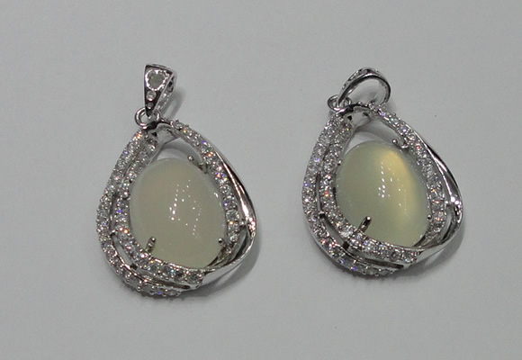 NGP2126 22*30mm agate gemstone pendants with crystal pave alloy settings