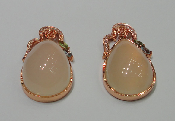 NGP2135 25*42mm agate gemstone pendants with crystal pave alloy settings