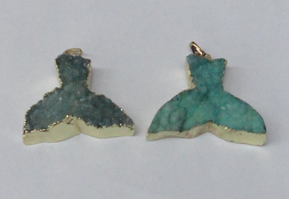 NGP2238 35*45mm - 40*55mm fishtail druzy agate gemstone pendants