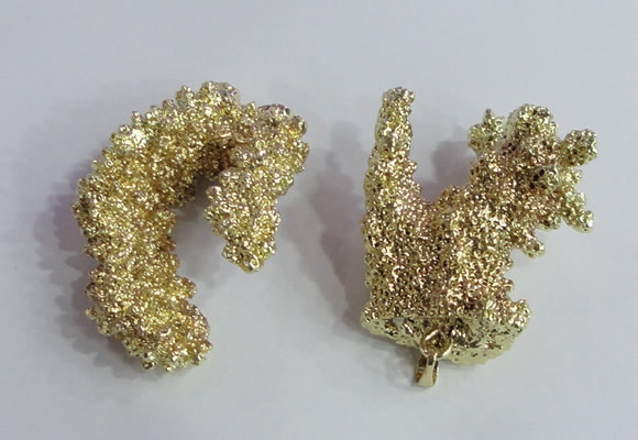 NGP2396 20*40mm - 30*50mm freeform plated natural coral pendants