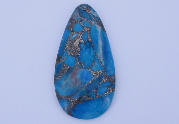 NGP240 30*60mm dyed golden turquoise & pyrite gemstone pendants