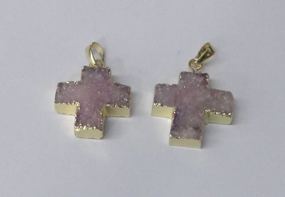 NGP2400 25*26mm - 27*28mm cross druzy agate pendants wholesale
