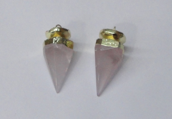 NGP2405 18*35mm - 20*40mm cone rose quartz pendants wholesale