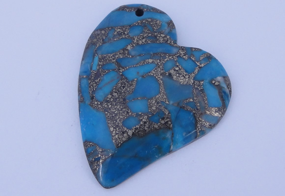 NGP241 39*47mm dyed golden turquoise & pyrite gemstone pendants