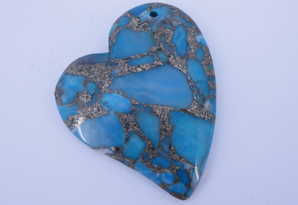 NGP242 39*47mm dyed golden turquoise & pyrite gemstone pendants