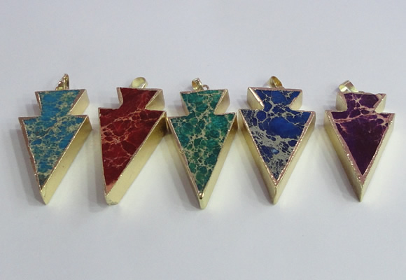 NGP2453 18*38mm - 22*45mm arrowhead sea sediment jasper pendants