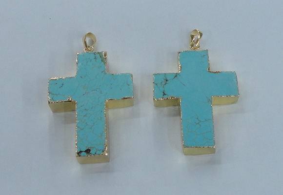 NGP2532 30*40mm - 40*50mm cross turquoise pendants wholesale