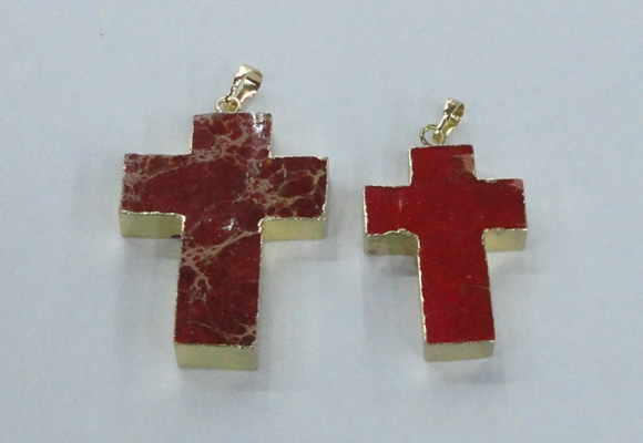 NGP2534 30*40mm - 40*50mm cross sea sediment jasper pendants