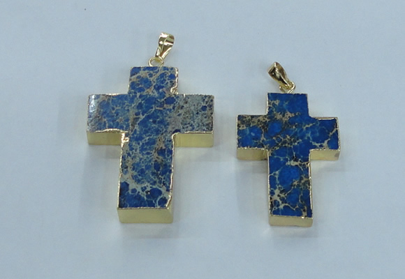NGP2536 30*40mm - 40*50mm cross sea sediment jasper pendants