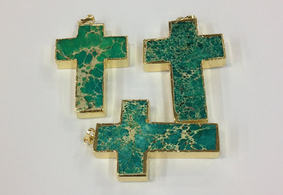 NGP2537 30*45mm - 40*50mm cross sea sediment jasper pendants