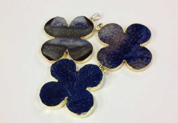 NGP2544 53*53mm - 56*56mm flower agate gemstone pendants