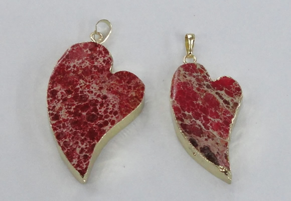 NGP2607 40*50mm - 50*70mm heart sea sediment jasper pendants