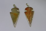 NGP2646 25*48mm - 28*54mm arrowhead agate pendants wholesale