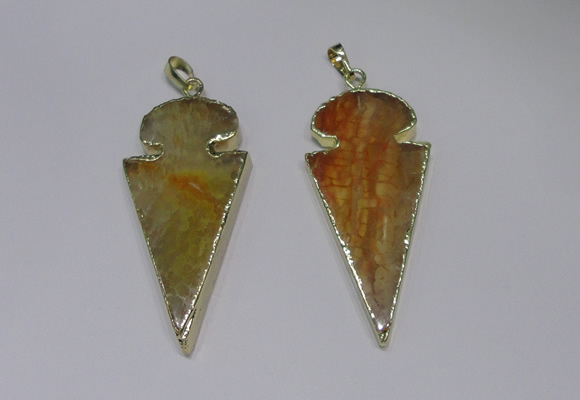 NGP2646 25*48mm - 28*54mm arrowhead agate pendants wholesale