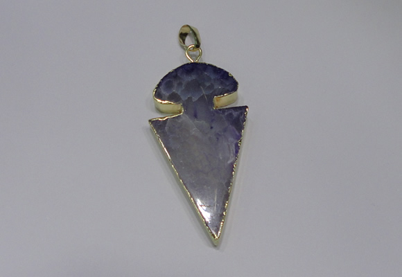 NGP2647 25*48mm - 28*54mm arrowhead agate pendants wholesale