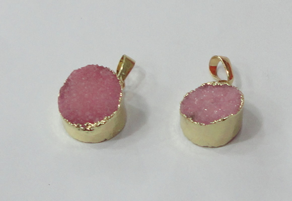 NGP2668 14mm - 15mm coin druzy quartz gemstone pendants