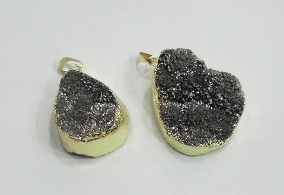 NGP2770 25*30mm - 30*40mm freeform plated druzy agate pendants