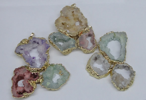 NGP2792 25*30mm - 40*45mm freeform druzy agate pendants