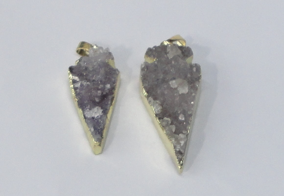 NGP2954 15*35mm - 20*45mm arrowhead druzy agate pendants wholesale