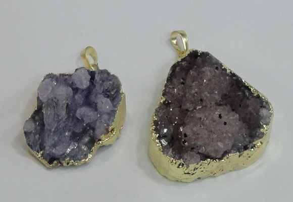 NGP2976 25*30mm – 25*35mm freeform druzy agate pendants