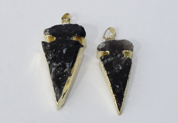 NGP3030 15*35mm – 20*50mm arrowhead smoky quartz gemstone pendants