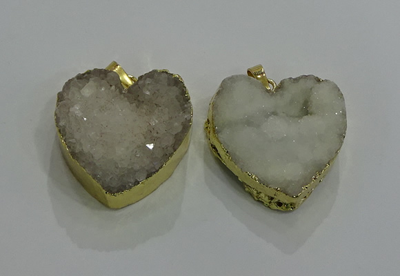 NGP3047 30*30mm heart druzy agate gemstone pendants